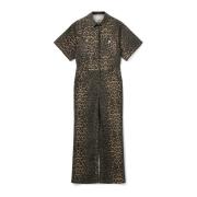 Leopard Print Jumpsuit med brede ben