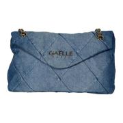 Denim Skuldertaske med Metal Logo