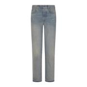 Blå Released Hem Straight Jeans