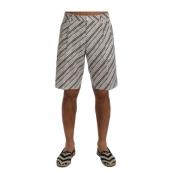 Elegant Stribet Bomuld Linned Shorts