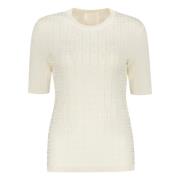 Ribstrikket Viscose T-shirt med Logo