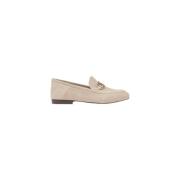 Beige Læder Slip On Sko