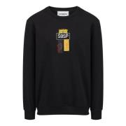 Pudder hvid crewneck sweatshirt i scuba stof og logo