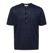 Linned Polo Skjorte med Kraveknapper