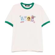 Pink Crew Neck T-shirt med Front Print