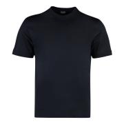 Silk Bomuld Crew-neck T-shirt med Sideslidser