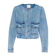 Lys Blå Retro Vask Denim Jakke