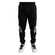 Elegant Sort Leopard Jogger Bukser