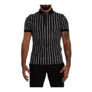 Stribet Polo T-shirt i sort