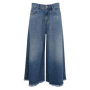 Denim Bermuda Jeans med Frynser