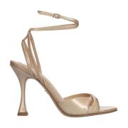 Nude Patent Leather Round Toe Sandals