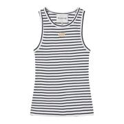 Sort Tank Top med Emblem Broderi