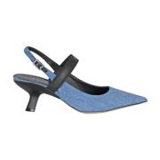 Denim Pointed Slingback med Elastikbånd