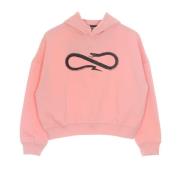 Pink/Black Cropped Hoodie med Snake Logo