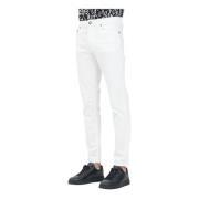 Hvide Skinny Jeans med Metallic Detaljer