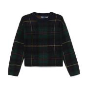 Ribstrikket Plaid Sweater