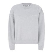 Grå Ribbet Crewneck Sweater Logo