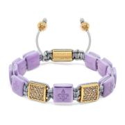 Women's Lavender Ceramic Flatbead Bracelet with Gold CZ