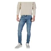 Blå Lynlås Knaphul Plain Herre Jeans