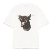 Hvid Logo Print Bomuld T-shirt