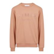 Slim fit sweatshirt i ler bomuld med logo broderi