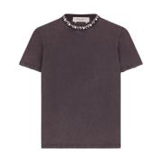 Distressed Cotton T-shirt med krystaller