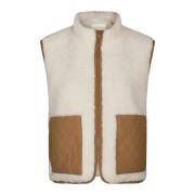 Off White Teddy Vest med Lommer