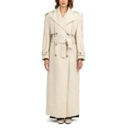 Beige Uld Trenchcoat