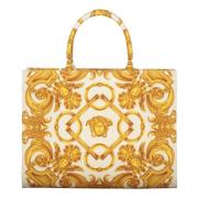 Jacquard-motiv canvas tote taske