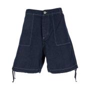 Mørkeblå Denim Logo Patch Shorts