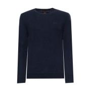 Herre Solid Sweater med Ribbed Hems