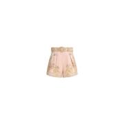 Blomstret linnedshorts