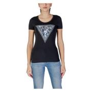 Sort Rhinestone Trekant Logo Tee