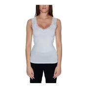 Hvid Blondekant V-hals Tank Top