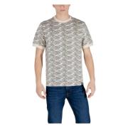 Beige Trykt Bomuld T-shirt