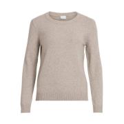 Beige Strikbluse Langærmet Pullover