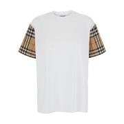 Hvid T-shirt med Vintage Check Motif