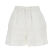 Hvid Blonde Detalje Bomuld Dame Shorts