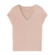 V-hals T-shirt med Lurex-kant