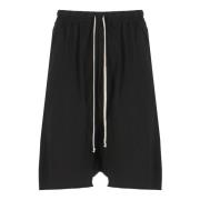 Sort Bomuld Bermuda Shorts Elastisk Talje