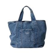 Denim East West Tote Taske