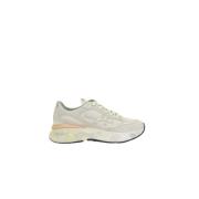 Beige Low-Top Sneakers med Grafisk Logo