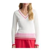 Stilfuld Sweater i Milk/Red Candy