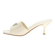 Beige Patent Square Toe Sandals