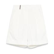 Hvide Bermuda Shorts med Folder