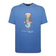 Blå Teddy Bear Print T-shirt