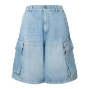 Faded Blue Denim Cargo Shorts