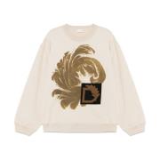 Beige Grafisk Print Crew Neck T-shirt