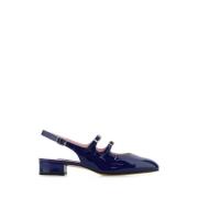 Navy Blue Leather Peche Pumps