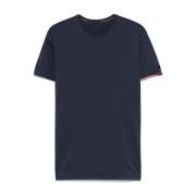 Blå Crew Neck T-shirt med Kontrast Trim